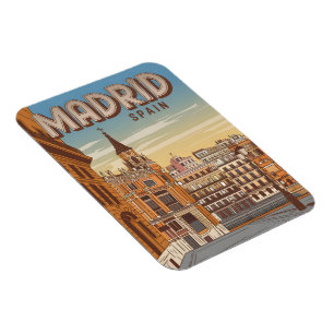Magnet Flexible Madrid vintage Espagne vue du ciel souvenirs, cade