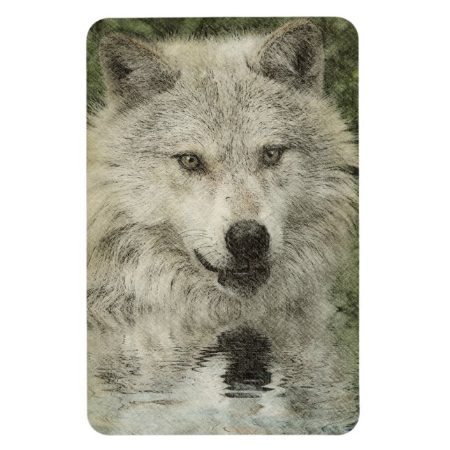 Magnet Flexible Magnat de dessin au crayon Wolf (Vertical)