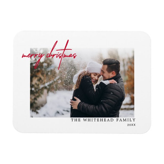 Magnet Flexible Magnat simple rouge Joyeux Noël Carte blanche (Horizontal)