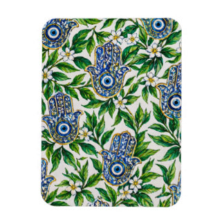 Magnet Flexible Main de Fatima Hamsa bleue à motif floral