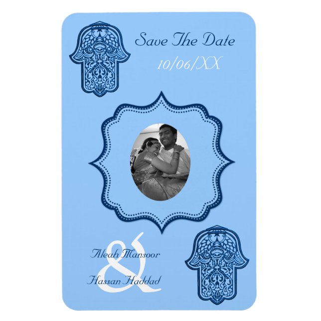 Magnet Flexible Main de henné de Hamsa (bleu) (Enregistrer la date (Vertical)