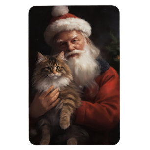 Magnet Flexible Maine Coon avec le Père Noël Festif Noël