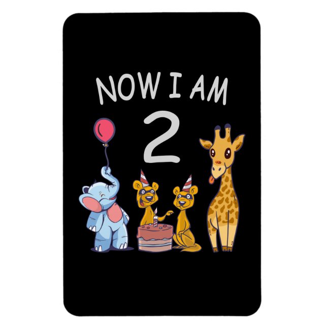 Magnet Flexible Maintenant, j'ai 2 ans 2e anniversaire au Zoo (Vertical)