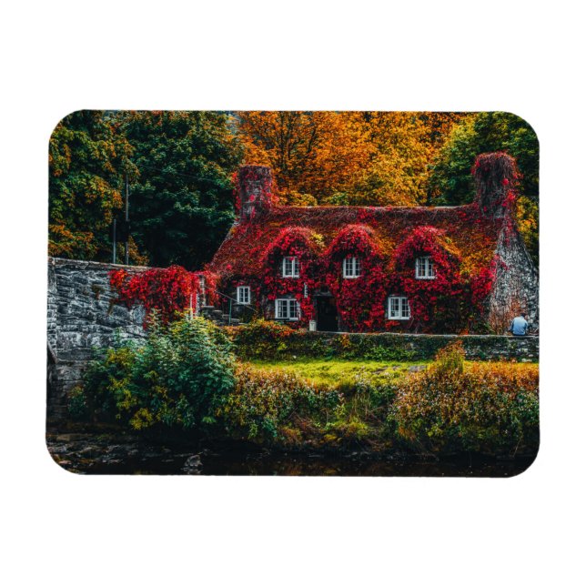 Magnet Flexible Maison de campagne avec vignes rouges Couvrant la  (Horizontal)