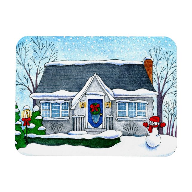 Magnet Flexible Maison de Noël mignonne avec aimant de bonhomme de (Horizontal)