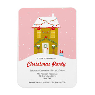 Magnet Flexible Maison de pain d'épices Noël Invitation