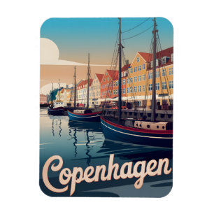 Magnet Flexible Maisons colorées de Copenhague vintage bateaux cad