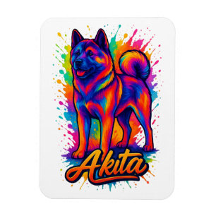 Magnet Flexible Majestic Akita - Vibrant Pop Art coloré Illustra