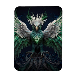 Magnet Flexible Majestic Green & White Phoenix Bird
