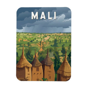 Magnet Flexible Mali Illustration Voyage Art Vintage