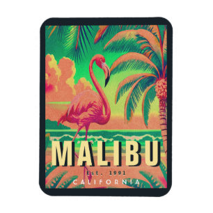 Magnet Flexible Malibu California Retro Sunset Souvenirs 1950