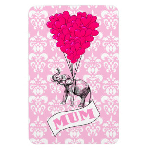 Magnet Flexible Maman avec un éléphant rose