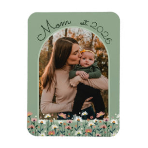 Magnet Flexible Maman Boho Établie Vert Sauge Photo Personnalisée
