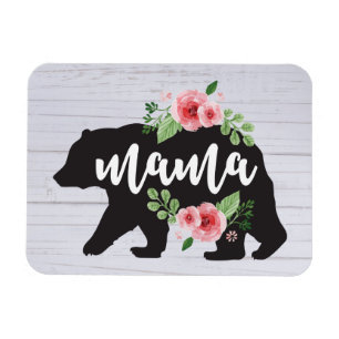 Magnet Flexible Maman Ours Élégant Rustique Fleurs Florales Maman