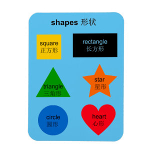 Magnet Flexible Mandarin Chinois Anglais Formes Bilingues Mots
