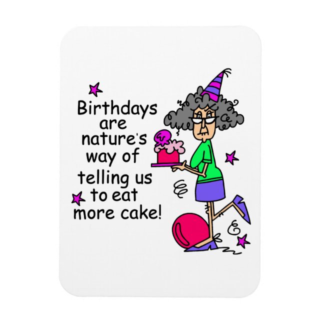 Magnet Flexible Mangez plus de gâteau Humour d'anniversaire (Vertical)