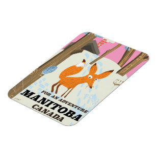 Magnet Flexible Manitoba Canada vintage style travel poster