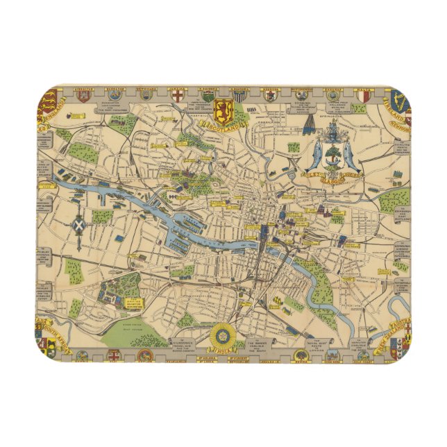 Magnet Flexible Map of Glasgow, Angleterre (Horizontal)