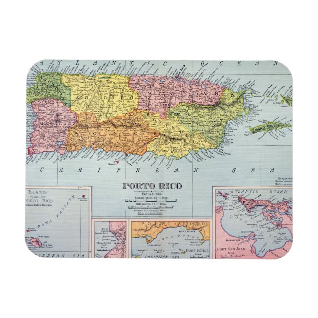 MAGNET FLEXIBLE MAP : PORTO RICO, 1900 (Horizontal)