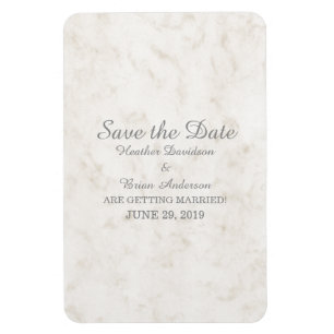 Magnet Flexible Marbre doux beige élégant Enregistrer la date