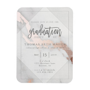 MAGNET FLEXIBLE MARBRE ET OR ROSE INVITATION POSTCAR