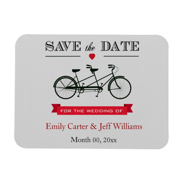 Magnet Flexible Mariage à bicyclette en tandem Enregistrer la date (Horizontal)