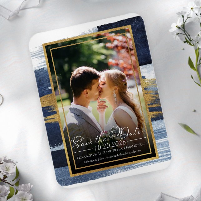 Magnet Flexible Mariage Abstrait Enregistrer la date Invitations | (Créateur téléchargé)