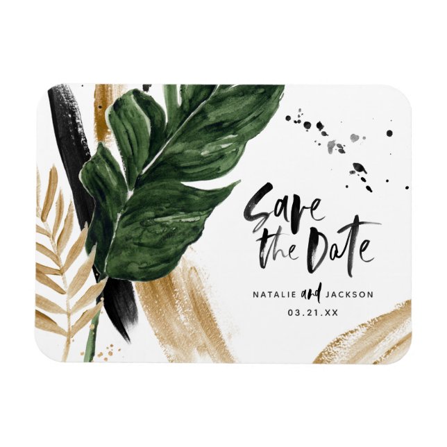 Magnet Flexible Mariage abstrait tropical moderne peint (Horizontal)