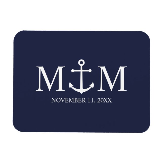 Magnet Flexible Mariage Ancre bleu marine (Horizontal)