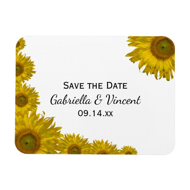Magnet Flexible Mariage au bord du tournesol jaune Enregistrer la  (Horizontal)