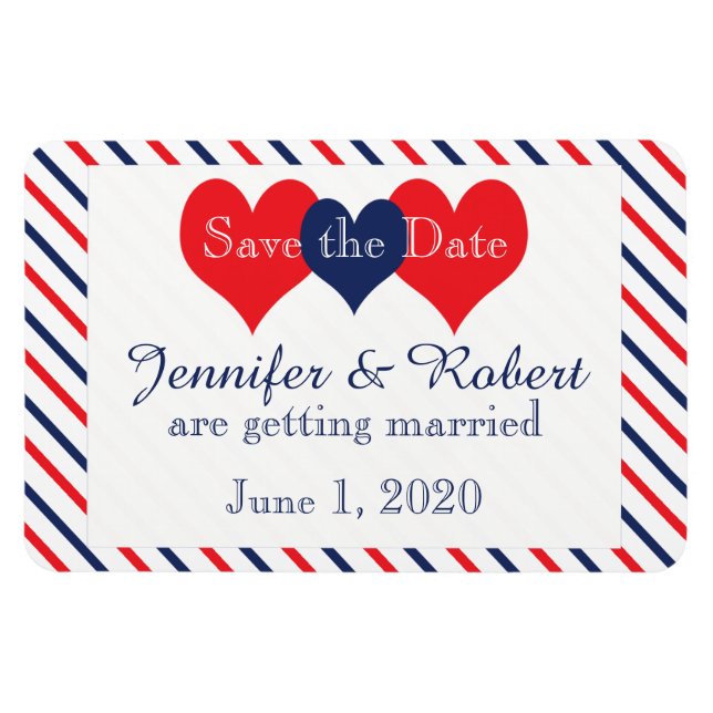 Magnet Flexible Mariage au coeur de l'Amérique Sauvez la date (Horizontal)