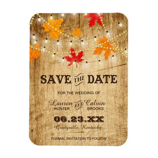 Magnet Flexible Mariage campagnard d'automne Enregistrer la date a (Vertical)