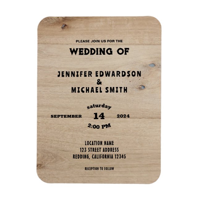 Magnet Flexible Mariage campagnard rustique en bois de grange (Vertical)