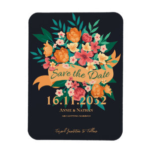 Magnet Flexible Mariage Chic Jaune Orange Florales Enregistrer la 