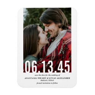 Magnet Flexible Mariage Date découpe photo verticale Enregistrer l