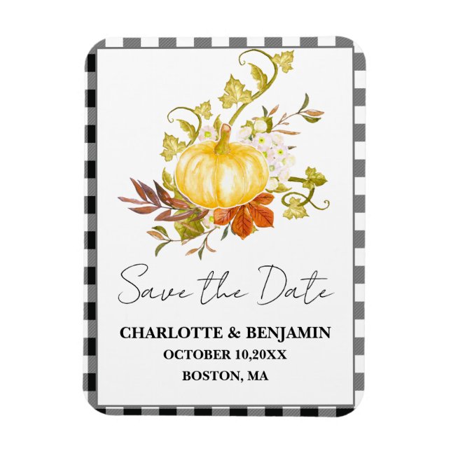 Magnet Flexible Mariage de automne Citrouille Aquarelle Enregistre (Vertical)