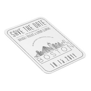 Magnet Flexible Mariage de Boston Styliszed Skyline Enregistrer la