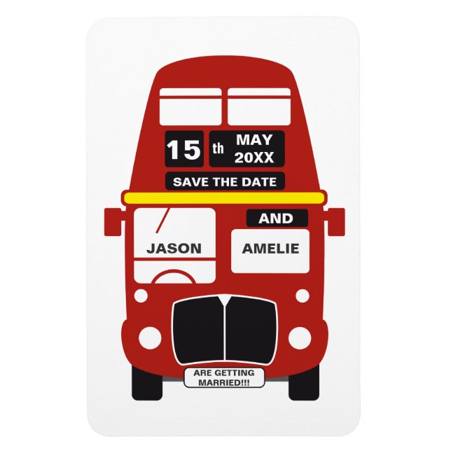 Magnet Flexible Mariage de bus à Londres Enregistrer la date (Vertical)