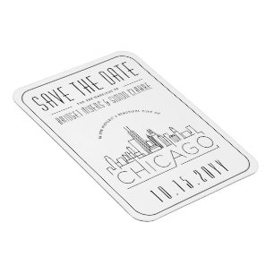 Magnet Flexible Mariage de Chicago Styliszed Skyline Enregistrer l