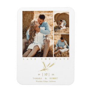 Magnet Flexible Mariage de collage minimaliste Golden Blé 3 Photos