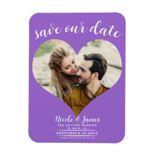 Magnet Flexible Mariage de photos de coeur violet Enregistrer la d
