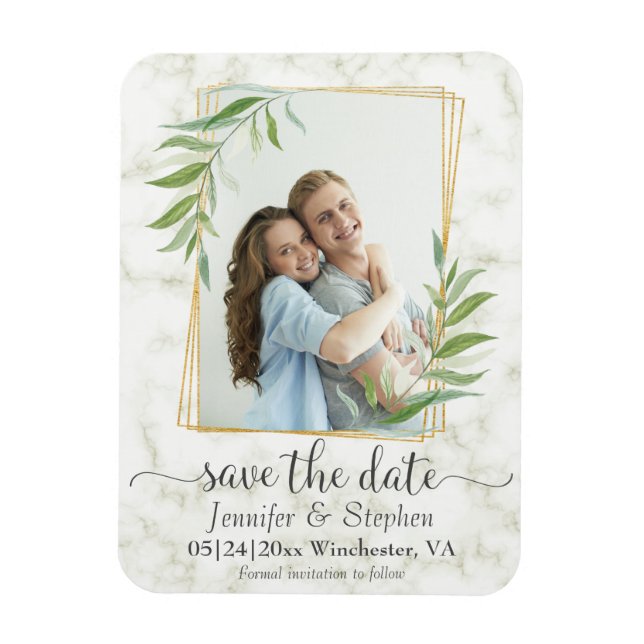 Magnet Flexible Mariage de photos géométriques Gold Enregistrer la (Vertical)