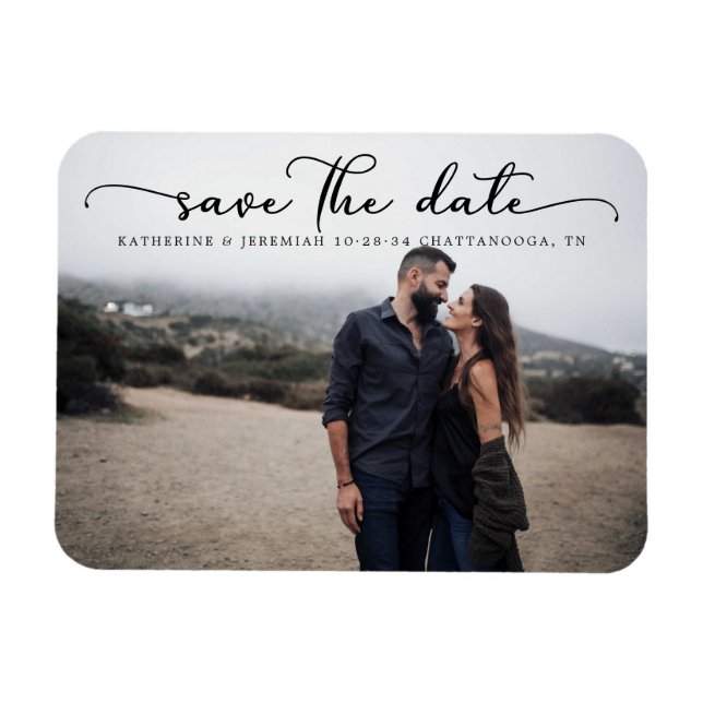Magnet Flexible Mariage de script moderne Enregistrer la date (Horizontal)