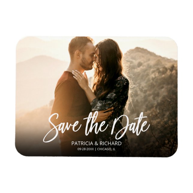 Magnet Flexible Mariage De Script Moderne Enregistrer La Photo De  (Horizontal)