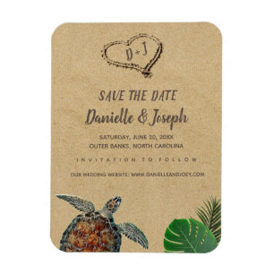 Magnet Flexible Mariage de tortue marine de plage tropicale Enregi