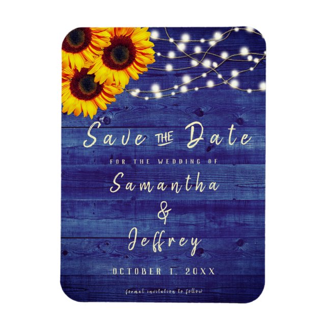 Magnet Flexible Mariage de tournesol d'automne rustique Bleu Enreg (Vertical)
