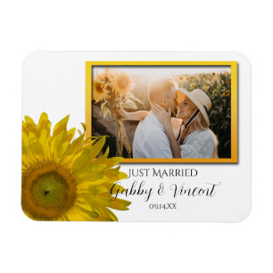 Magnet Flexible Mariage De Tournesol Jaune Juste Marié Photo