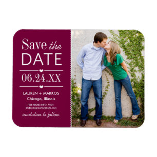 Magnet Flexible Mariage des Coeurs de Bourgogne moderne Photo Enre