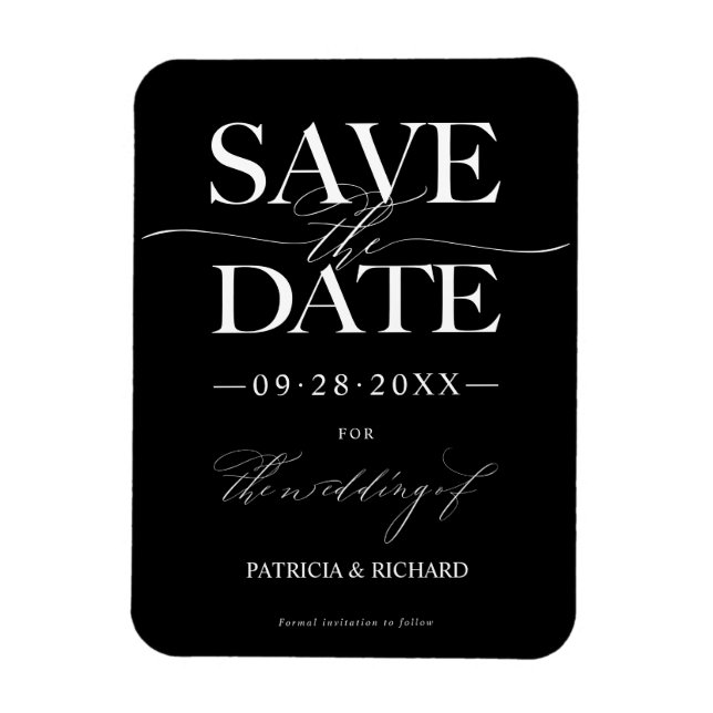 Magnet Flexible Mariage Design Moderne Enregistrer La Date Non Pho (Vertical)