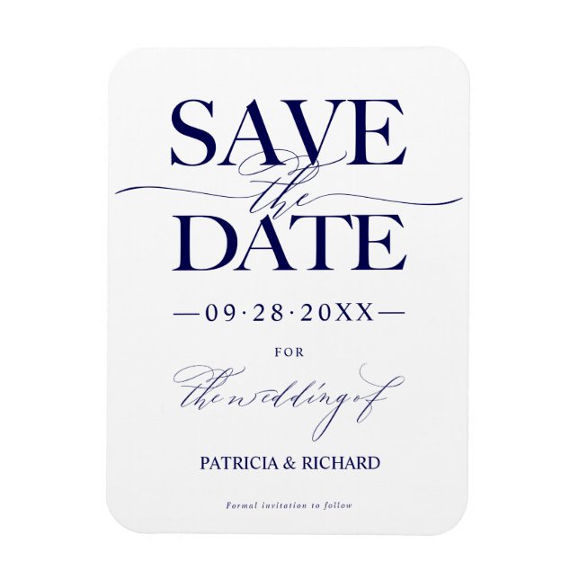 Magnet Flexible Mariage Design Moderne Enregistrer La Date Non Pho (Vertical)
